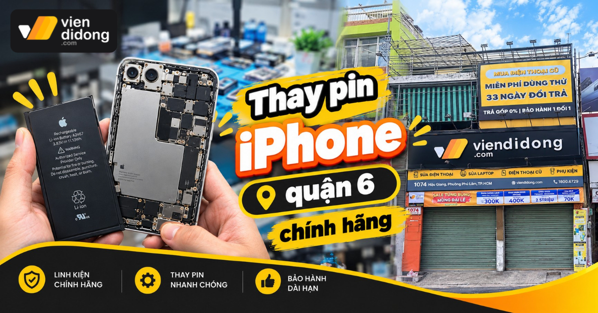 Thay pin iPhone quận 6 chính hãng, giá tốt, lấy ngay