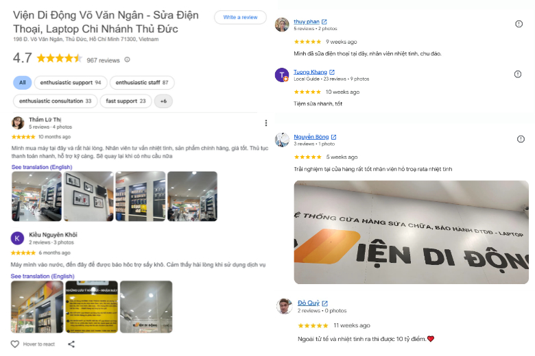 Trải nghiệm khách hàng thay pin Samsung Viện Di Động Thủ Đức