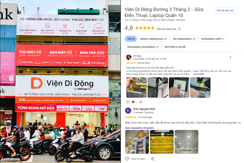 Trải nghiệm khách hàng thay pin iPhone Duo tại Viện Di Động